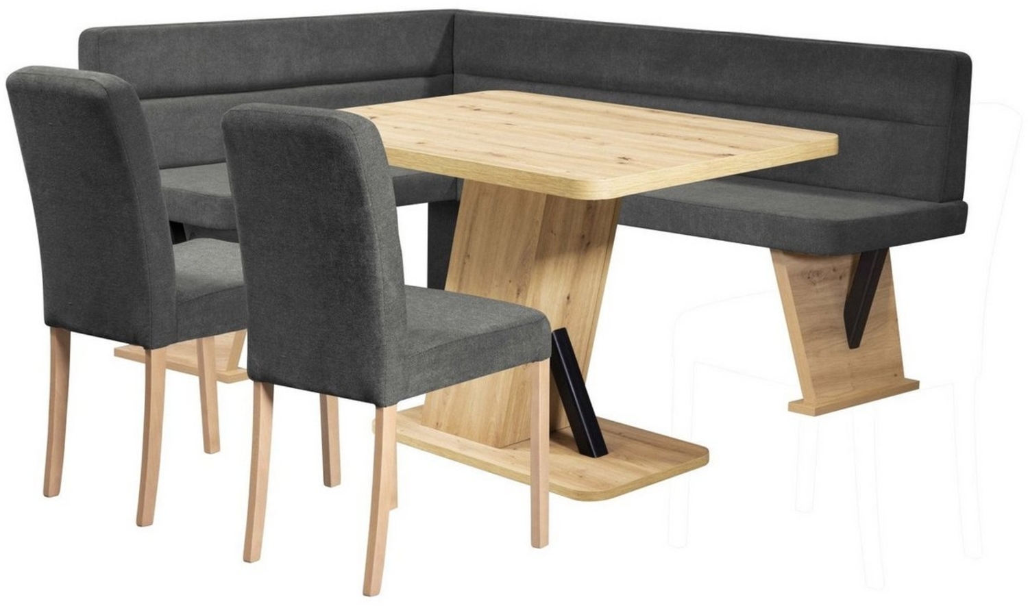 Home affaire Eckbankgruppe Laros Sitzgruppe, Eckbank, Stühle, Tisch, (Set, 4tlg Set), perfekt für Küche, Esszimmer, Wohnzimmer, Bestseller Bild 1