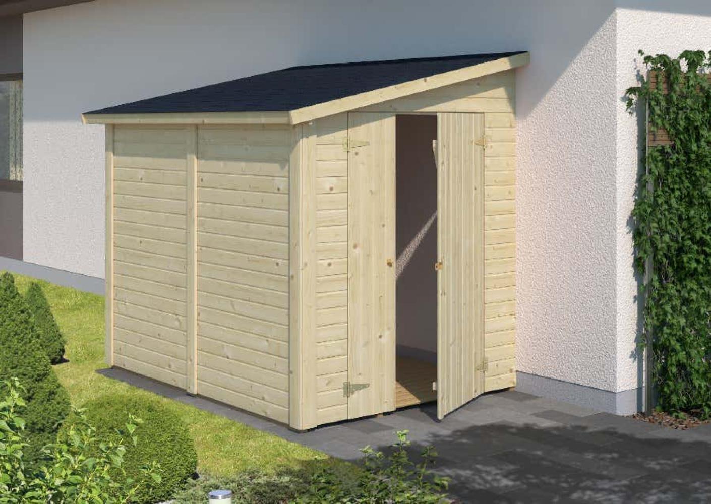 Alpholz Anlehngerätehaus Mia 36 m² 166x222 Gerätehaus aus Holz Geräteschrank mit 16 mm Wandstärke Gartenhaus Bild 1