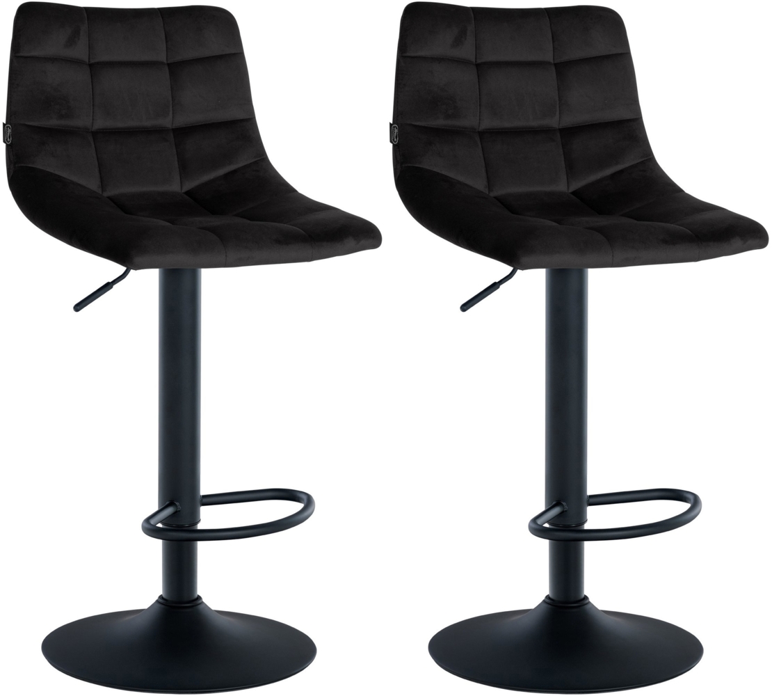 DELUKE® Barhocker 2er Set DUBAI - Schwarz, Samt, Schwarz Barhocker mit Lehne Barstuhl Tresenhocker Tresenstuhl Kneipenhocker Kneipenstuhl Bild 1