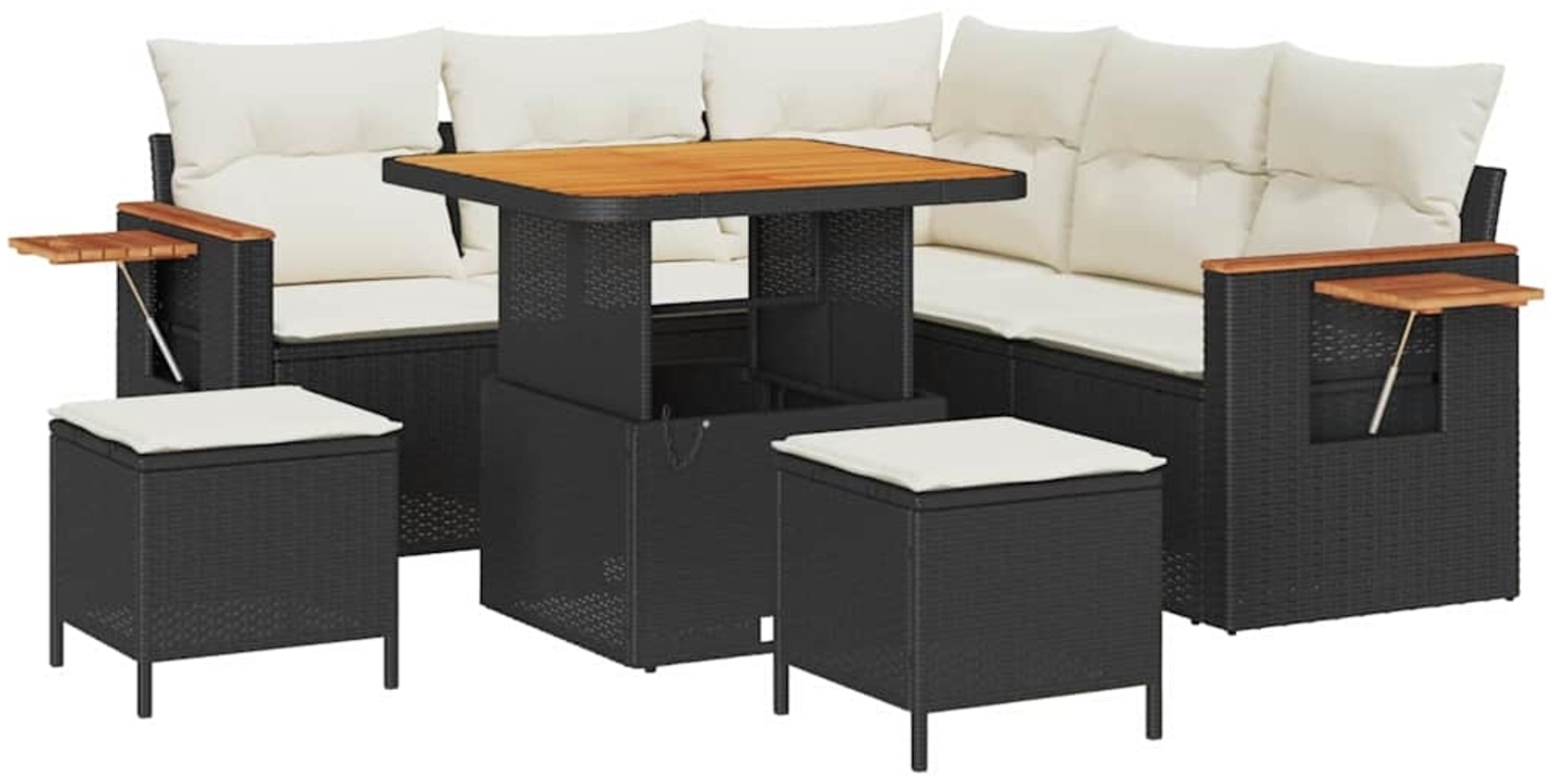 vidaXL Garten-Sofa-Set mit Kissen 8 pcs Schwarz und Creme 3363170 Bild 1