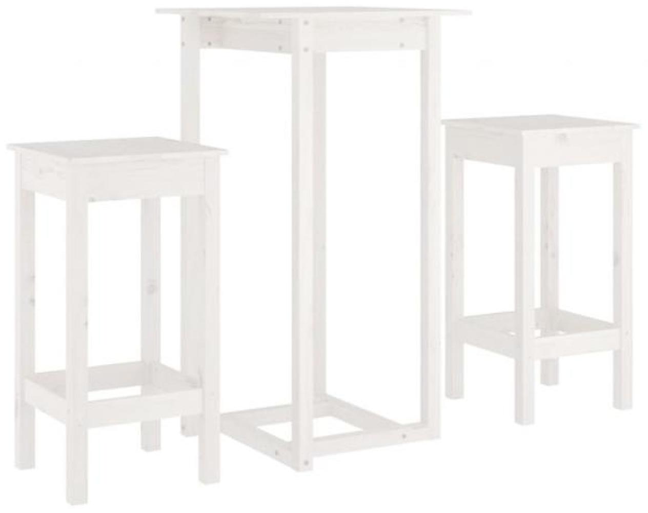 3-tlg. Bar-Set Weiß Massivholz Kiefer [3124728] Bild 1