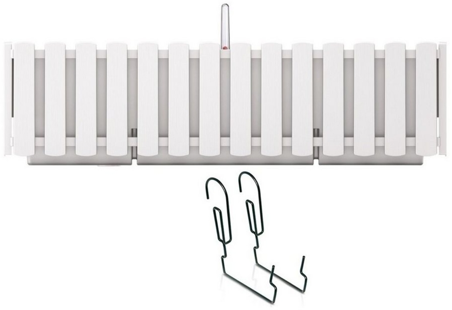 Prosperplast Blumenkasten Boardee Fencycase, Balkonkasten mit Aufhängung 58cm Weiß/Grau/Braun/Anthrazit Bild 1