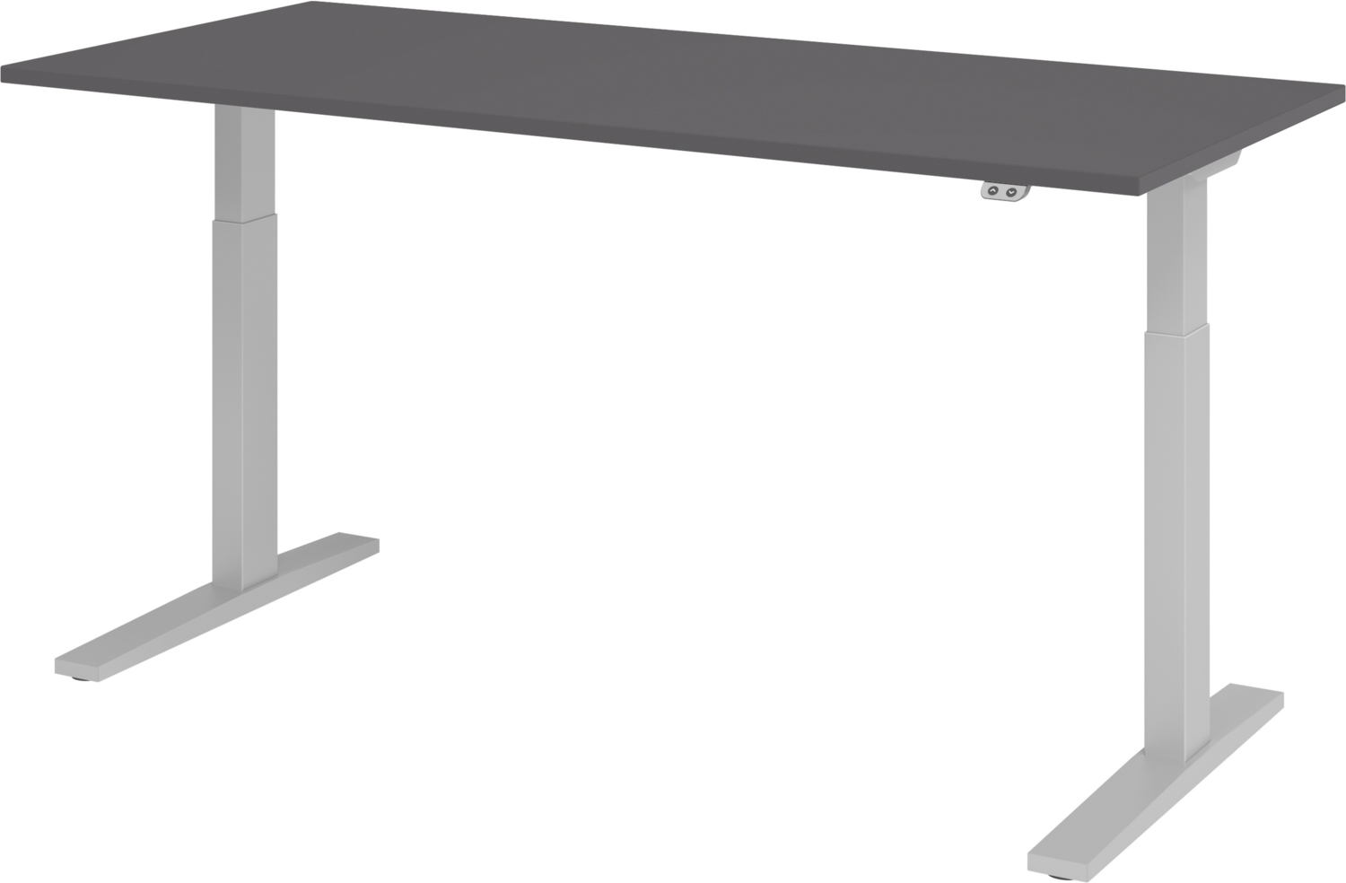 bümö elektrisch höhenverstellbarer Schreibtisch 180x80 cm in graphit, Gestell silber - Schreibtisch höhenverstellbar elektrisch, elektrischer Schreibtisch & Gaming Tisch, XMKA-Serie Bürotisch, XMKA19-G-S Bild 1