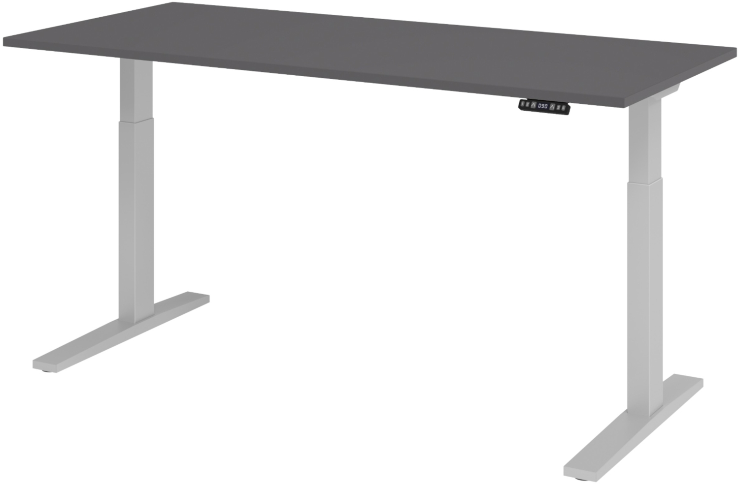 bümö elektrisch höhenverstellbarer Schreibtisch 180x80 cm in graphit, Gestell silber - Sitz & Stehschreibtisch mit Memoryfunktion, elektrischer Stehtisch & Gaming Tisch, XMKA-Serie, XMKA19-G-S Bild 1