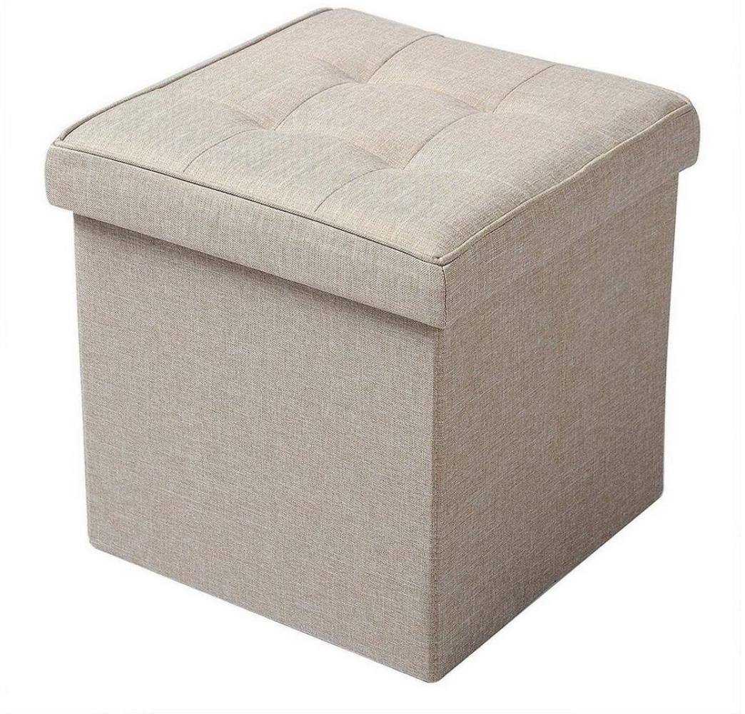 Sitzhocker mit Stauraum aus Leinen Modell Kerstin beige Bild 1