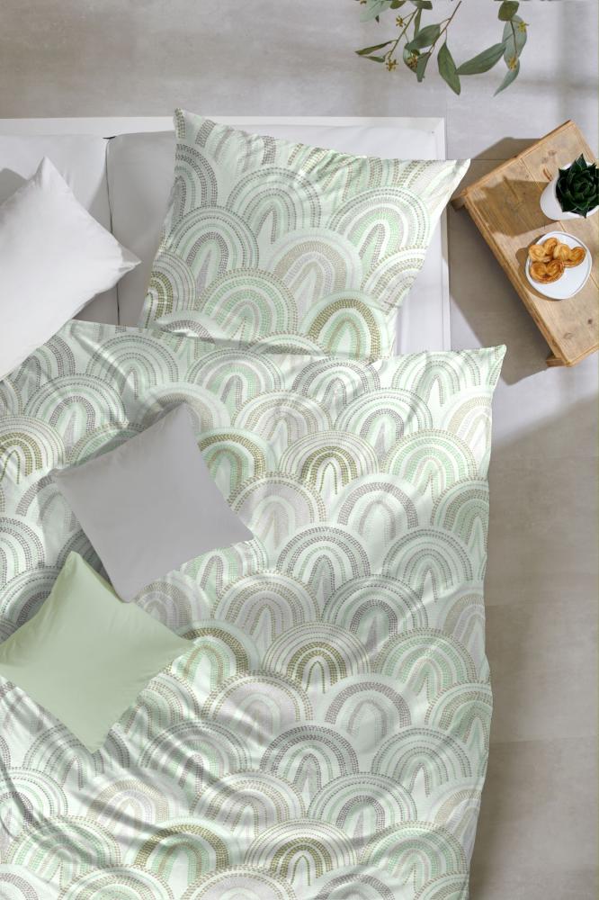 Primera Renforce Bettwäsche 135x200 Regenbogen Muscheln grün grau 123098-55 Bild 1