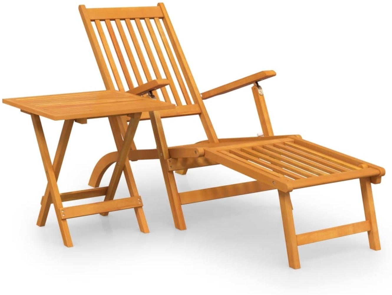 vidaXL Gartenliege mit Fußteil und Tisch Massivholz Akazie 3120439 Bild 1