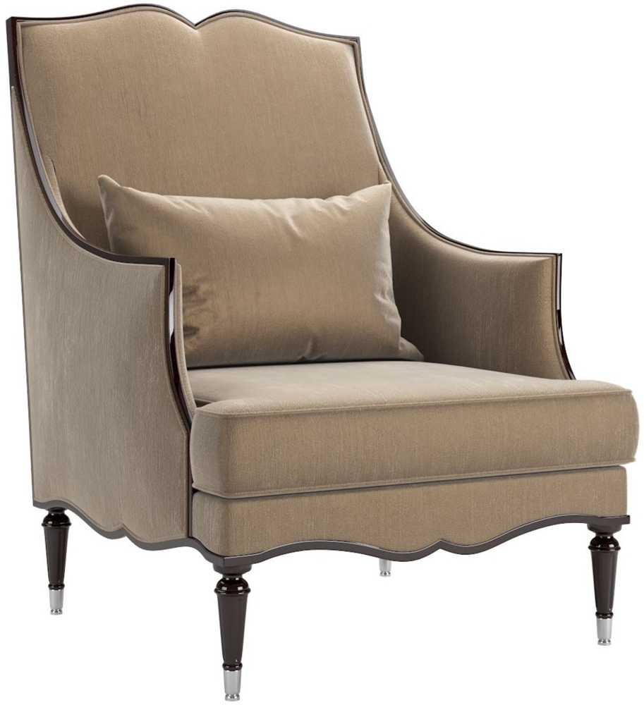 Casa Padrino Luxus Barock Wohnzimmer Sessel Khaki 80 x 75 x H. 110 cm - Edle Wohnzimmer Möbel im Barockstil Bild 1