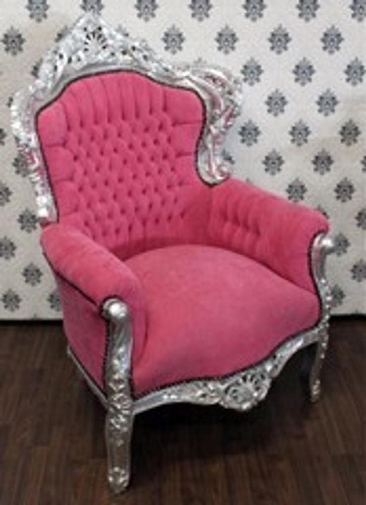 Casa Padrino Barock Sessel King Rosa/Silber Bild 1