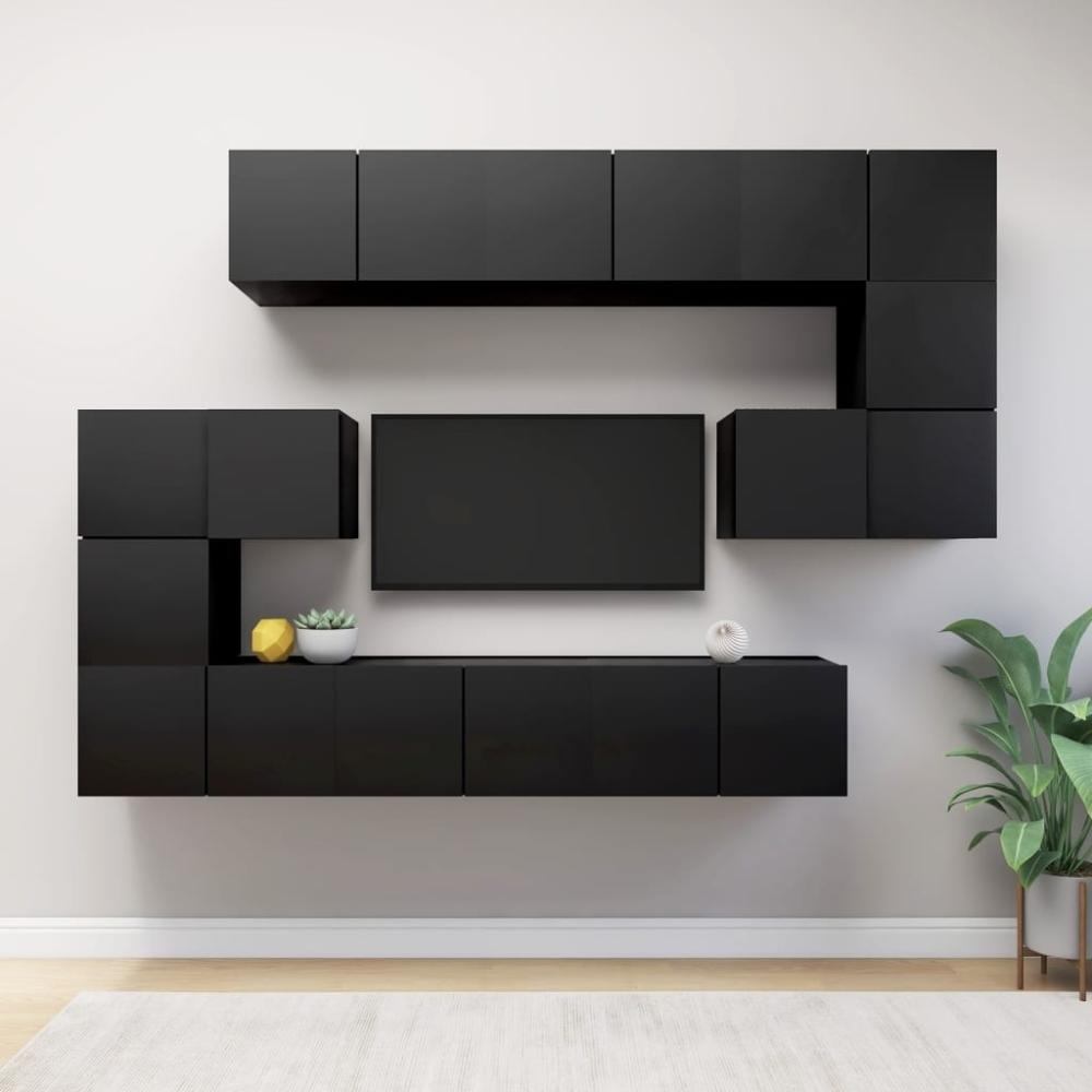 10-tlg. TV-Schrank-Set Schwarz Spanplatte [3078829] Bild 1