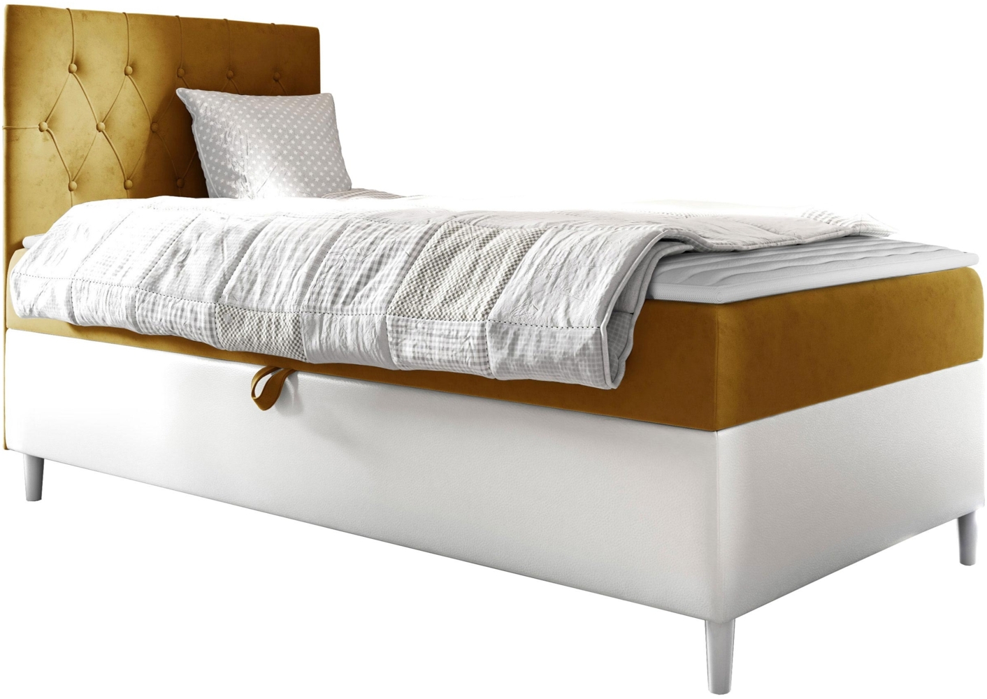 Boxspringbett 'Lenda Junior 1', gelb, 90x200 cm, Links Bild 1