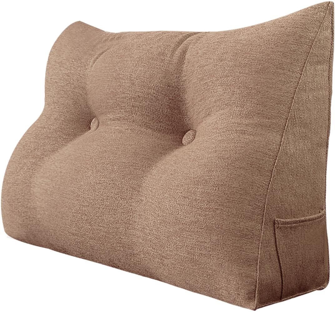 VERCART Großes Keilkissen, Langes Lesekissen, Bettruhe Rückenkissen, Dreieckiges Liegekissen, Dekoratives Kopfteilkissen für Tagesbett oder Tiefes Sofa, Leinenmischung Erröten, 80cm Bild 1