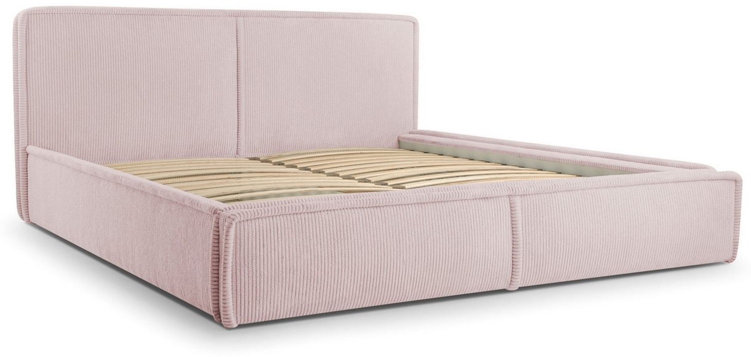 MOEBLO Polsterbett BETT 04 (Bezug: aus Cord, Doppelbett mit Kopfstütze, Rahmenbettgestell, mit Bettkasten und Lattenrost), gepolstertes Kopfteil, mit Bettkasten Bild 1