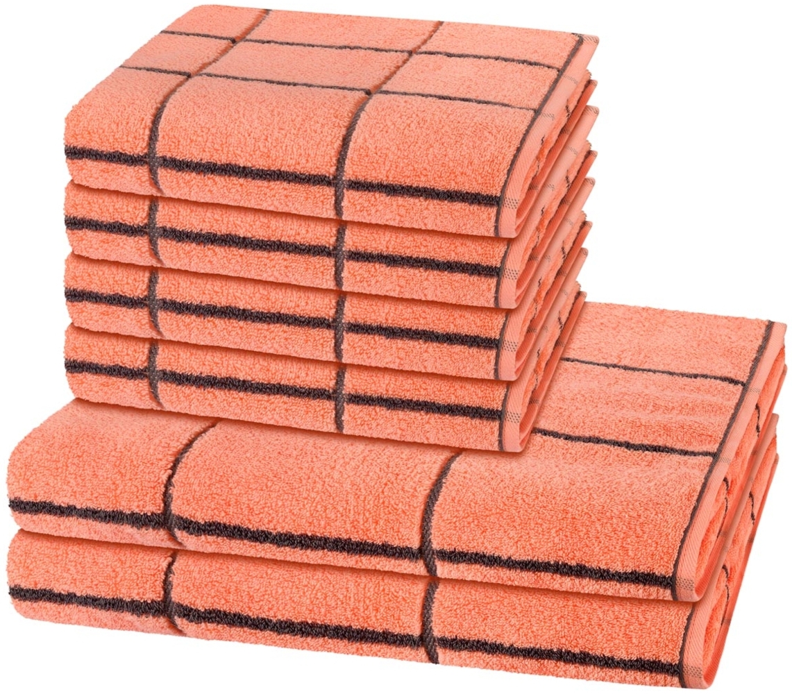 Ross Sensual Skin Karo 6 tlg. Frottier-Set - 4 X Handtuch (50 X 100cm), 2 X Duschtuch (75 X 140cm) - 500 - Peach Pink Bild 1