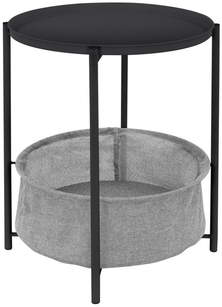 ML-DESIGN Beistelltisch Couchtisch aus Metall mit Stoffkorb als Stauraum & abnehmbarer Tablett, Sofatisch Wohnzimmertisch Nachttisch Tisch Couchtisch Anthrazit Bild 1