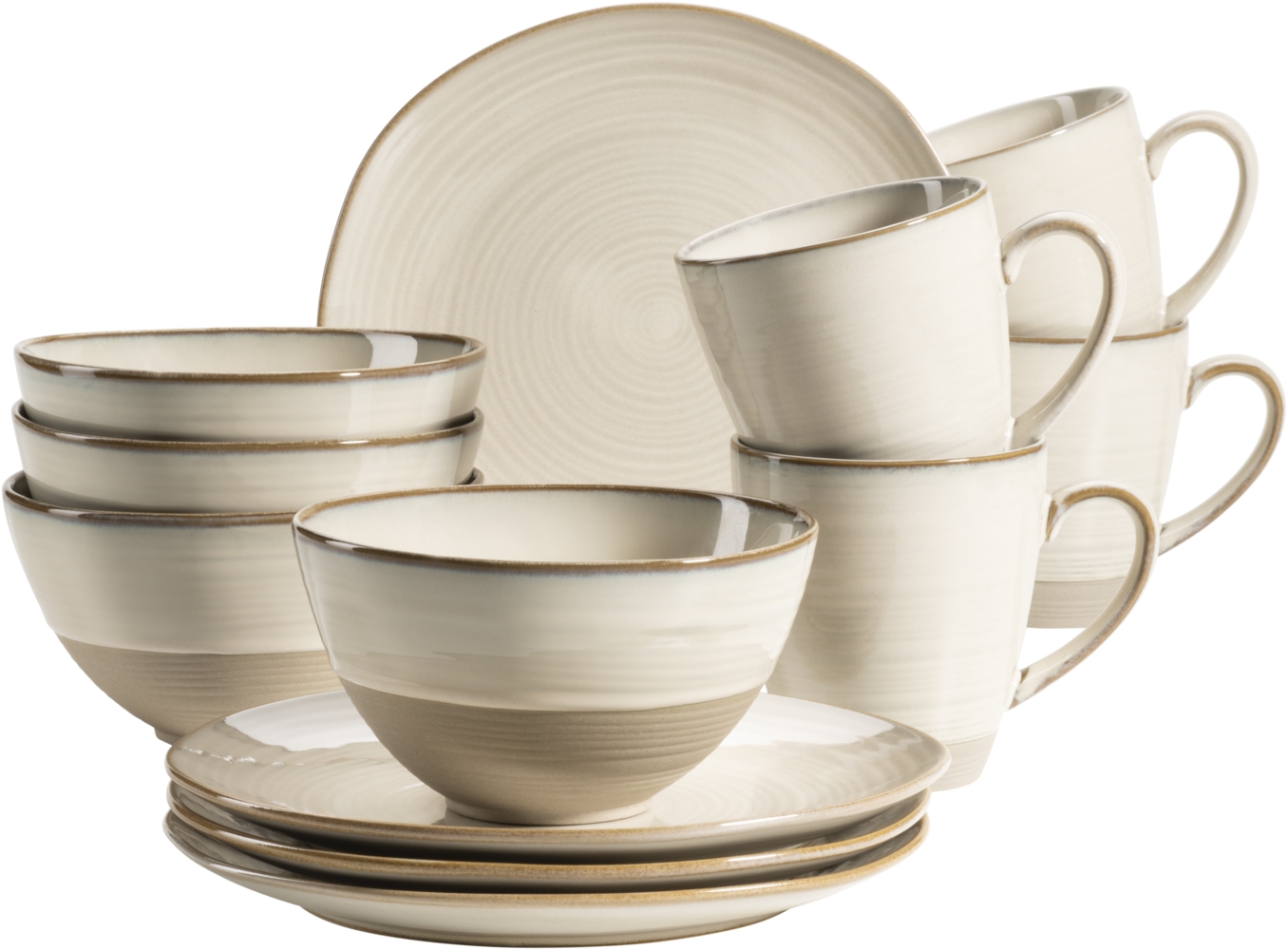Mäser 931818 Frühstücksset Nottingham für 4 Personen, Steinzeug, beige (1 Set, 12-teilig) Bild 1