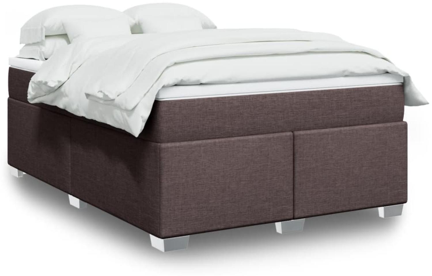 vidaXL Boxspringbett mit Matratze Dunkelbraun 140x200 cm Stoff 3285140 Bild 1