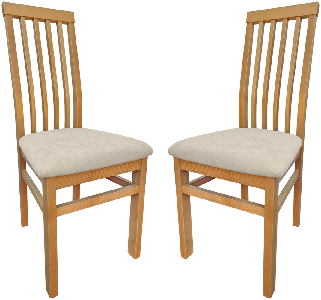 2er Set Moderner Massivholzstuhl mit Polster für Küche, Gastro, Esszimmer V-90. 72B-71 Bild 1