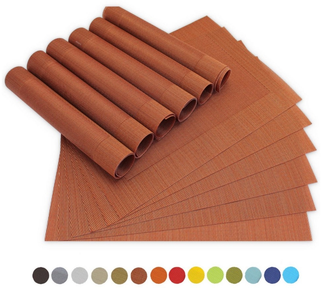 matches21 HOME & HOBBY Platzset Tischsets BORDA 12er Set Kupferfarben als Tischuntersetzer, (12-St), Abwaschbare Platzsets als Tischunterlagen für Ess-Tisch Tisch-Deko Bild 1