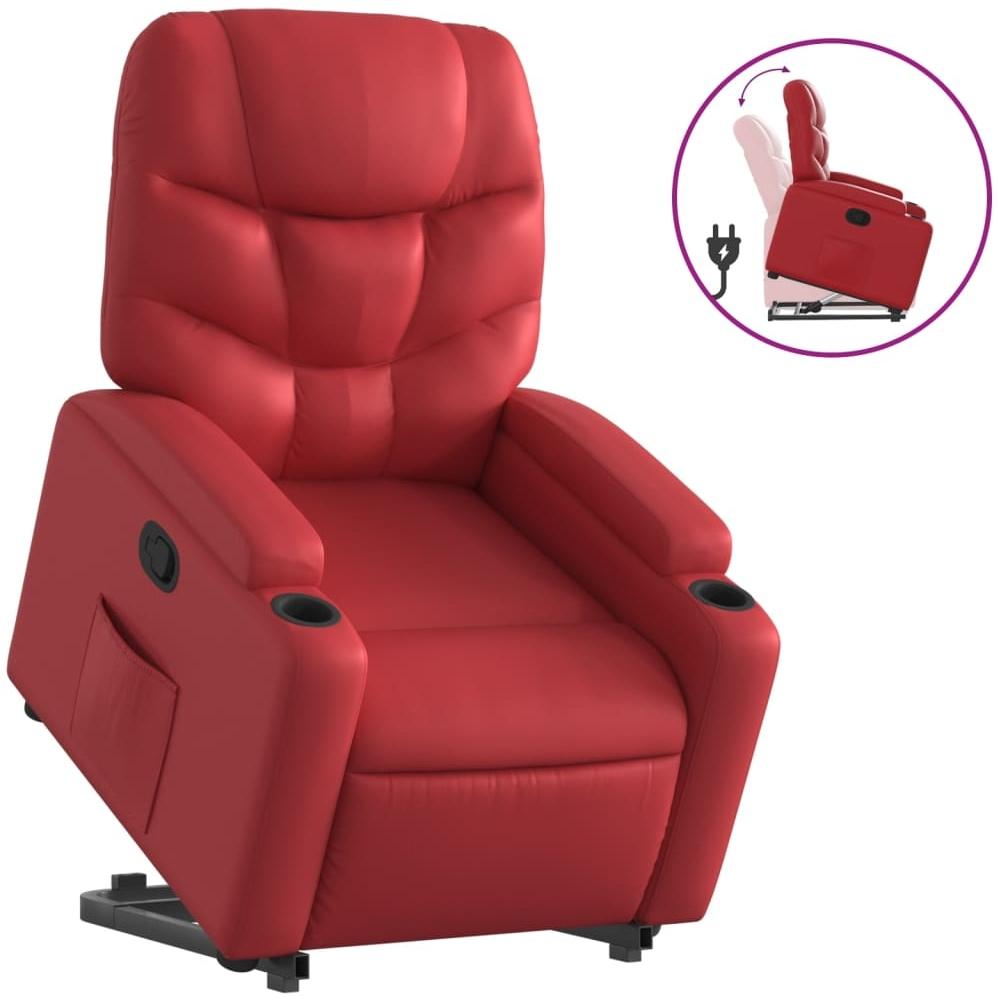 vidaXL Relaxsessel mit Aufstehhilfe Rot Kunstleder 3204663 Bild 1
