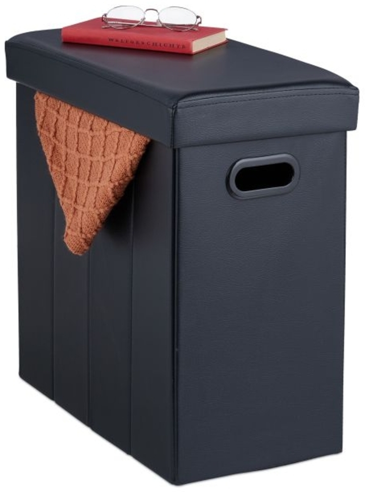 Schwarzer Sitzhocker Kunstleder 10048869 Bild 1