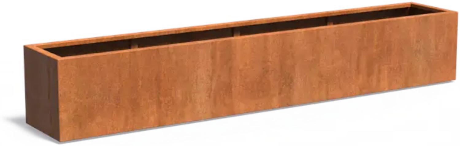 Adezz Pflanzgefäß Carrez Standard Rechteck aus Corten-Stahl Pflanzkübel Größe 300x50x50 cm Bild 1