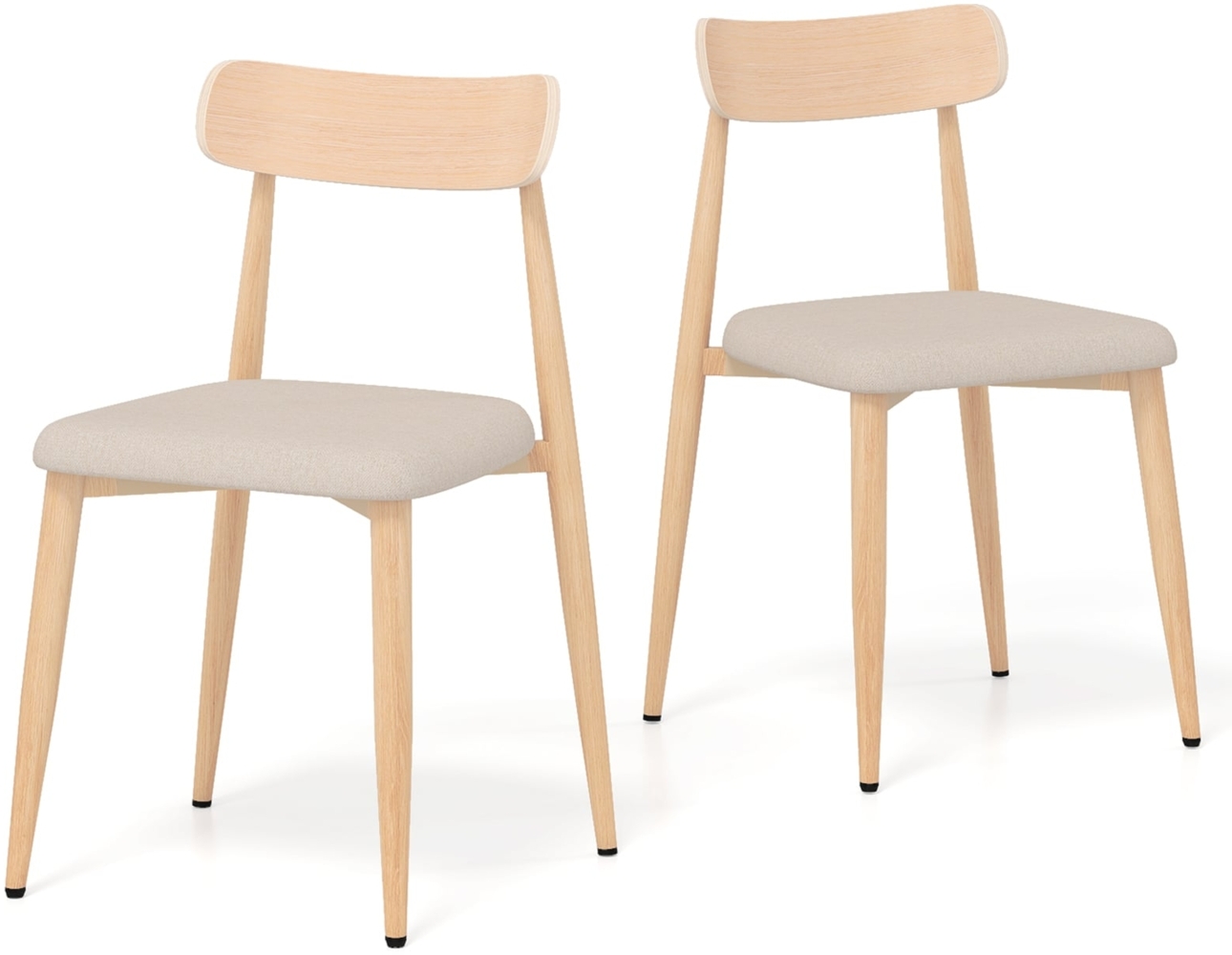 2er Set Esszimmerstühle mit Geschwungener Rückenlehne Gepolsterter Küchenstuhl Essstuhl Bild 1