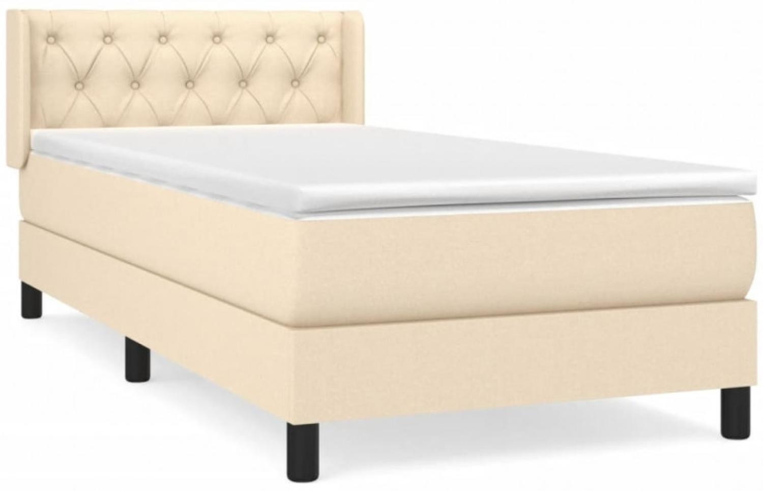 Boxspringbett mit Matratze Stoff Creme 80 x 200 cm, Härtegrad: H2 [3129910] Bild 1