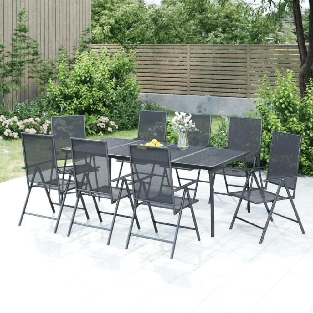 vidaXL 9-tlg. Garten-Essgruppe Anthrazit Stahl 3187984 Bild 1