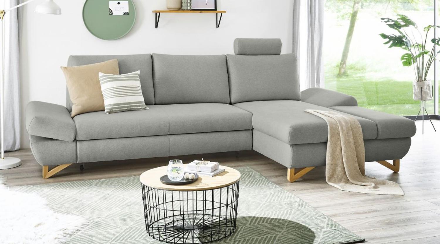 Ecksofa Skalm in grau mit Bettfunktion 284 cm Bild 1