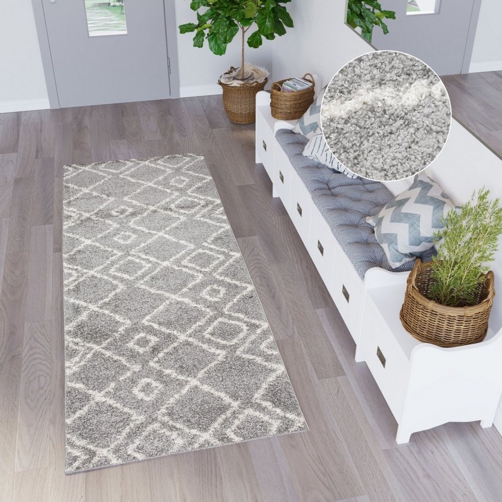 Tapiso Hochflor-Läufer DELHI, rechteckig, Höhe: 30 mm, Langflor Shaggy Modern Design Flauschig Wohnzimmer Schlafzimmer Bild 1