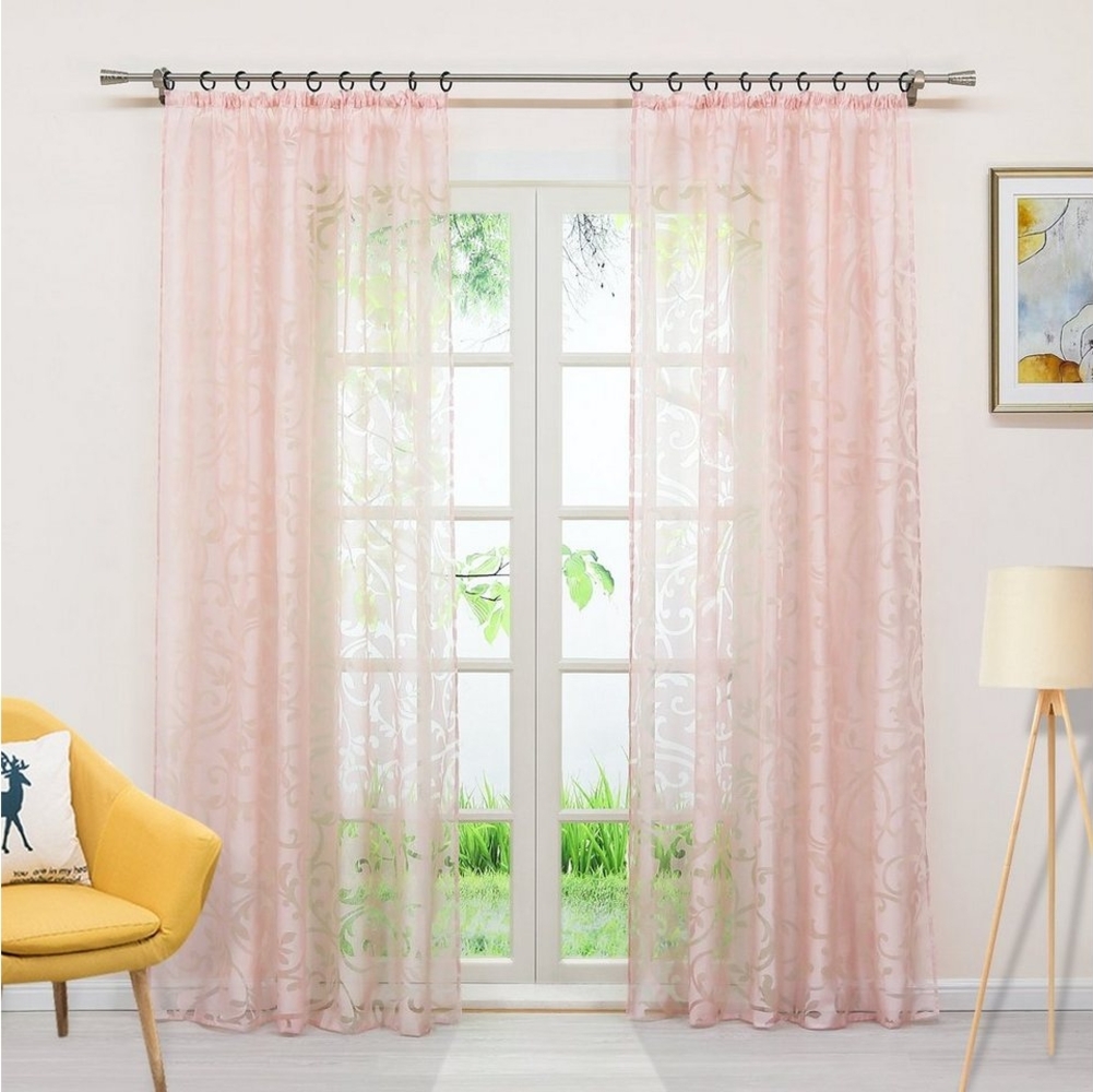 Joyswahl Gardine Jessica, Kräuselband (1 St), Voile Ausbrenner mit Ranken Bild 1