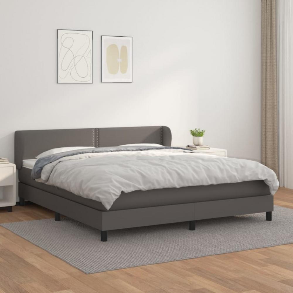 vidaXL Boxspringbett mit Matratze Grau 160x200 cm Kunstleder 3127263 Bild 1