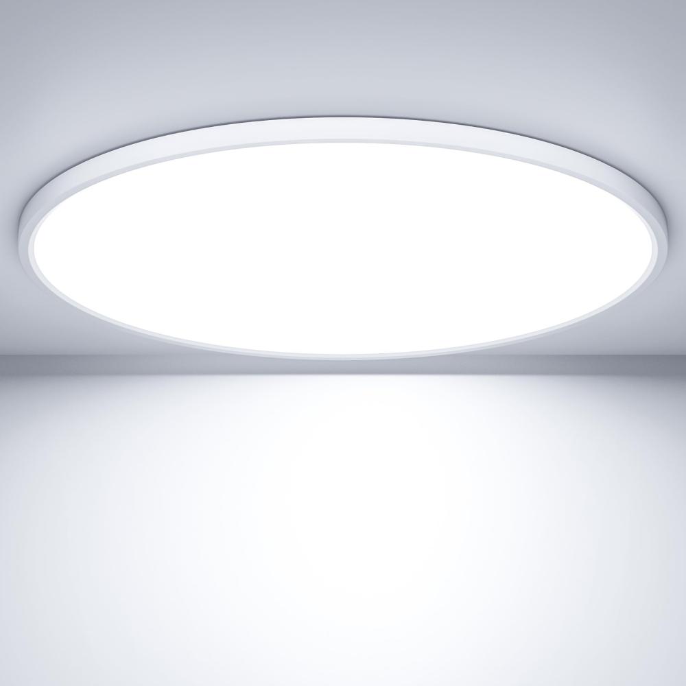 OUILA LED Deckenleuchte Flach Rund - Ø40CM Deckenlampe LED 36W 6500K 3600LM IP44 Wasserdichte Badezimmer lampe, Küchenlampe Deckenleuchte Kaltweiß für Küche Bad Schlafzimmer Flur Keller Bild 1