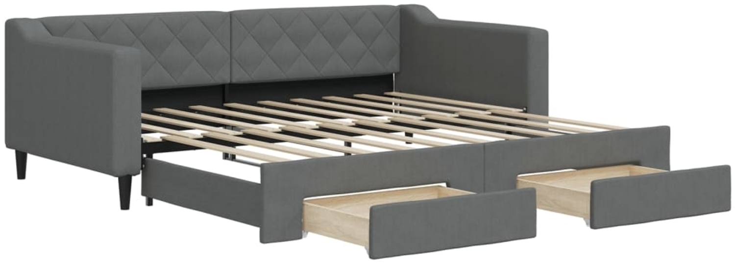vidaXL Tagesbett Ausziehbar mit Schubladen Dunkelgrau 90x190 cm Stoff 3197473 Bild 1