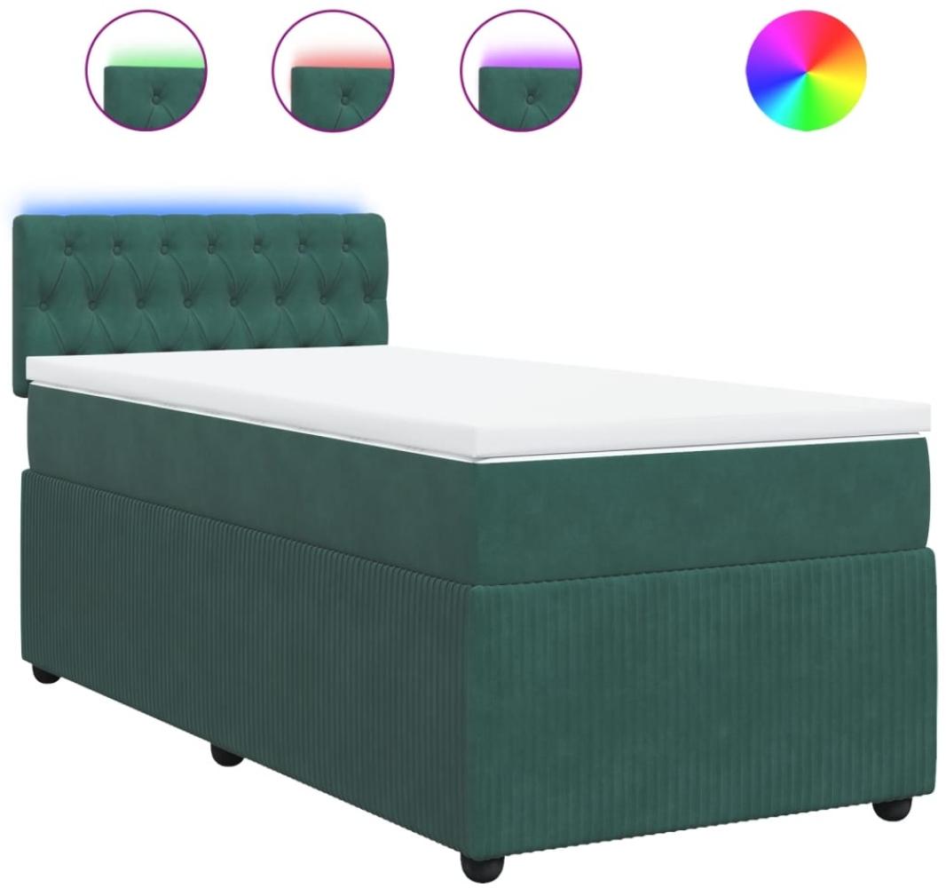 vidaXL Boxspringbett mit Matratze Dunkelgrün 90x190 cm Samt 3289923 Bild 1