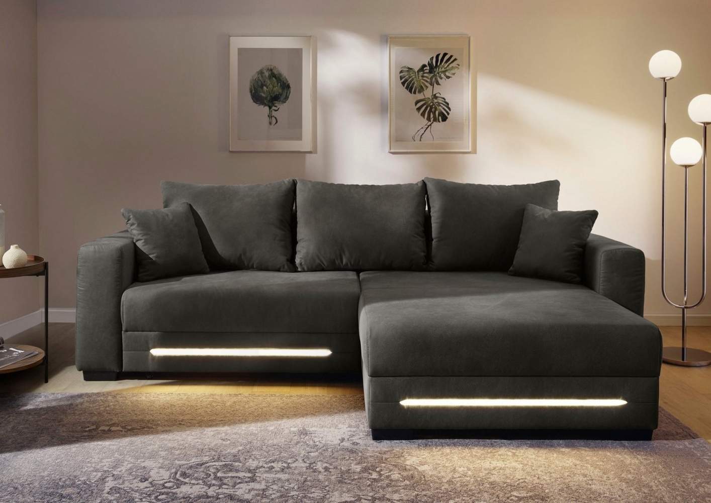 Jockenhöfer Gruppe Ecksofa Spotlight XL L-Form, B: 261 cm, mit Bettfunktion, Bettkasten, Licht & 2 Zierkissen Bild 1