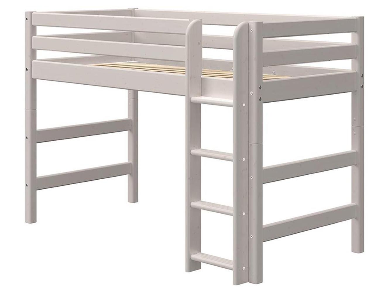 Mittelhochbett 90x190 gerade Leiter grau Bild 1