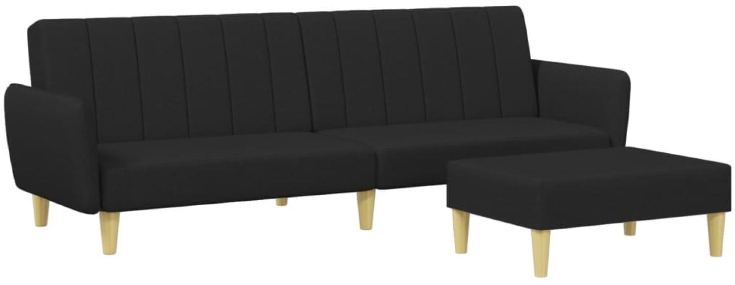 vidaXL Schlafsofa 2-Sitzer mit Fußhocker Schwarz Stoff 3216248 Bild 1