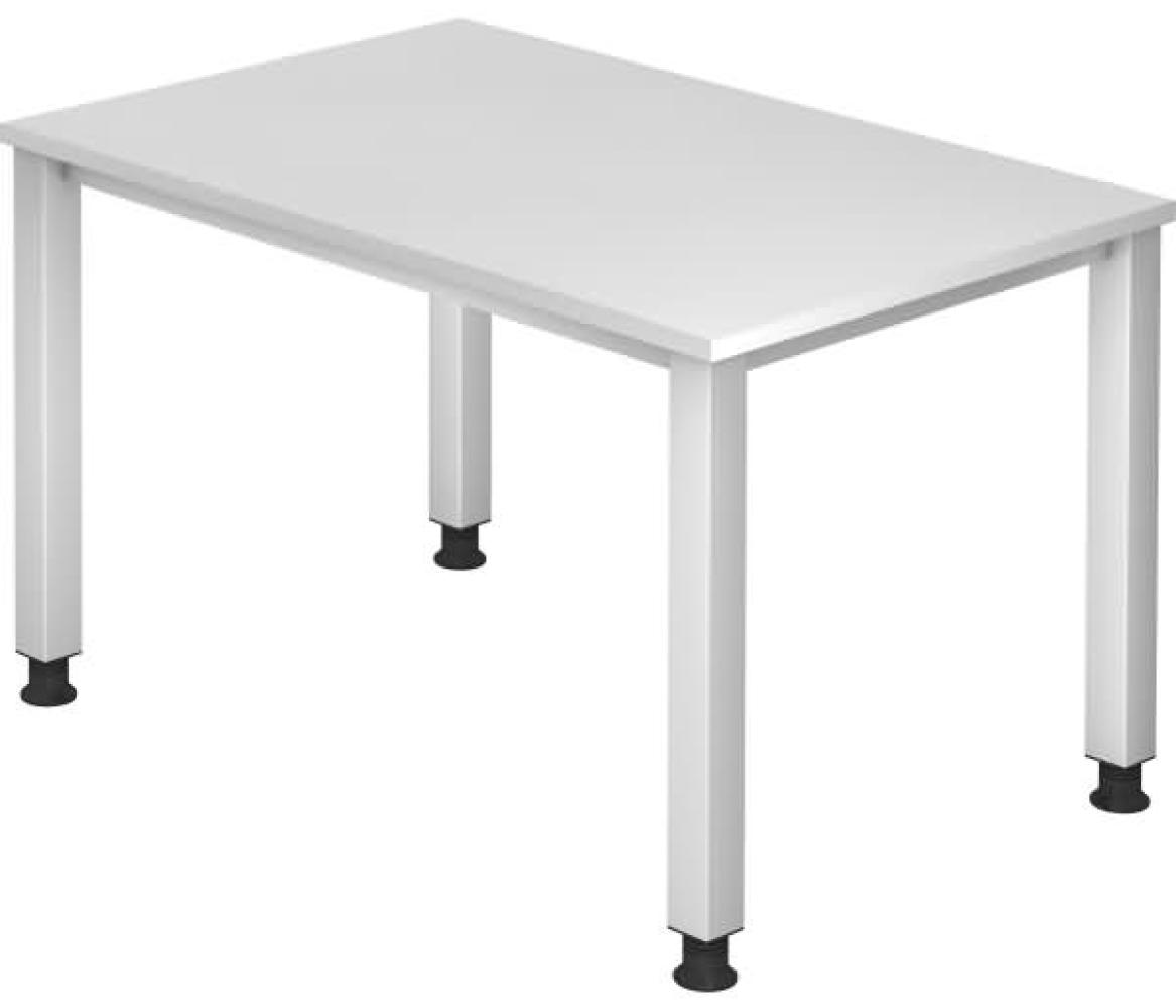 Schreibtisch QS12 4Fuß eckig 120x80cm Weiß Gestellfarbe: Silber Bild 1