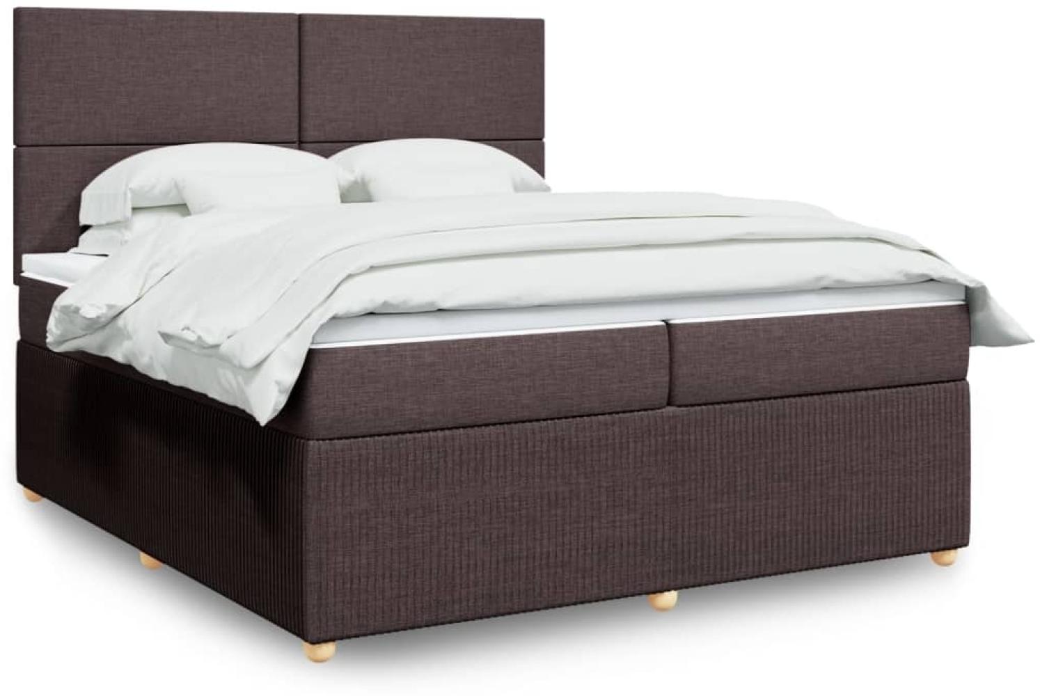 vidaXL Boxspringbett mit Matratze Dunkelbraun 200x200 cm Stoff 3294459 Bild 1