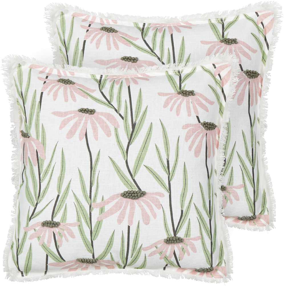 Kissen 2er Set Blumenmuster GYNURA Baumwolle 45 x 45 cm Bunt Bild 1