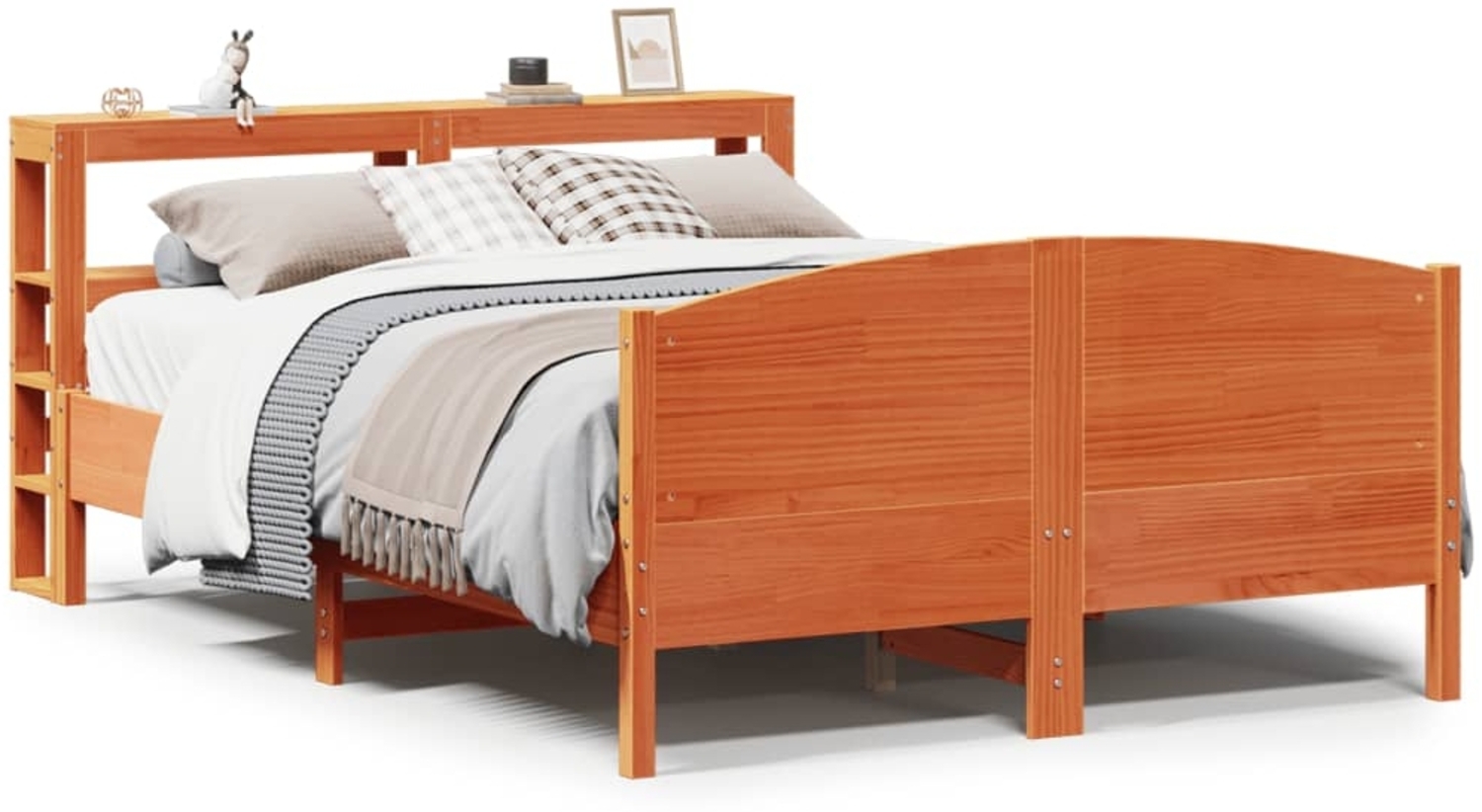 vidaXL Massivholzbett ohne Matratze Wachsbraun 150x200 cm Kiefernholz 3306224 Bild 1