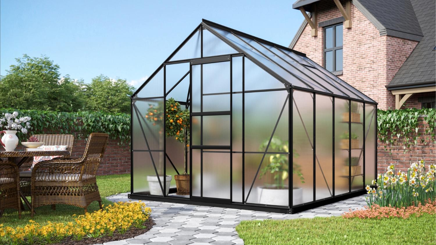 Vitavia Gewächshaus "Merkur 8300", schwarz, 8,3 m²,6 mm HKP Bild 1