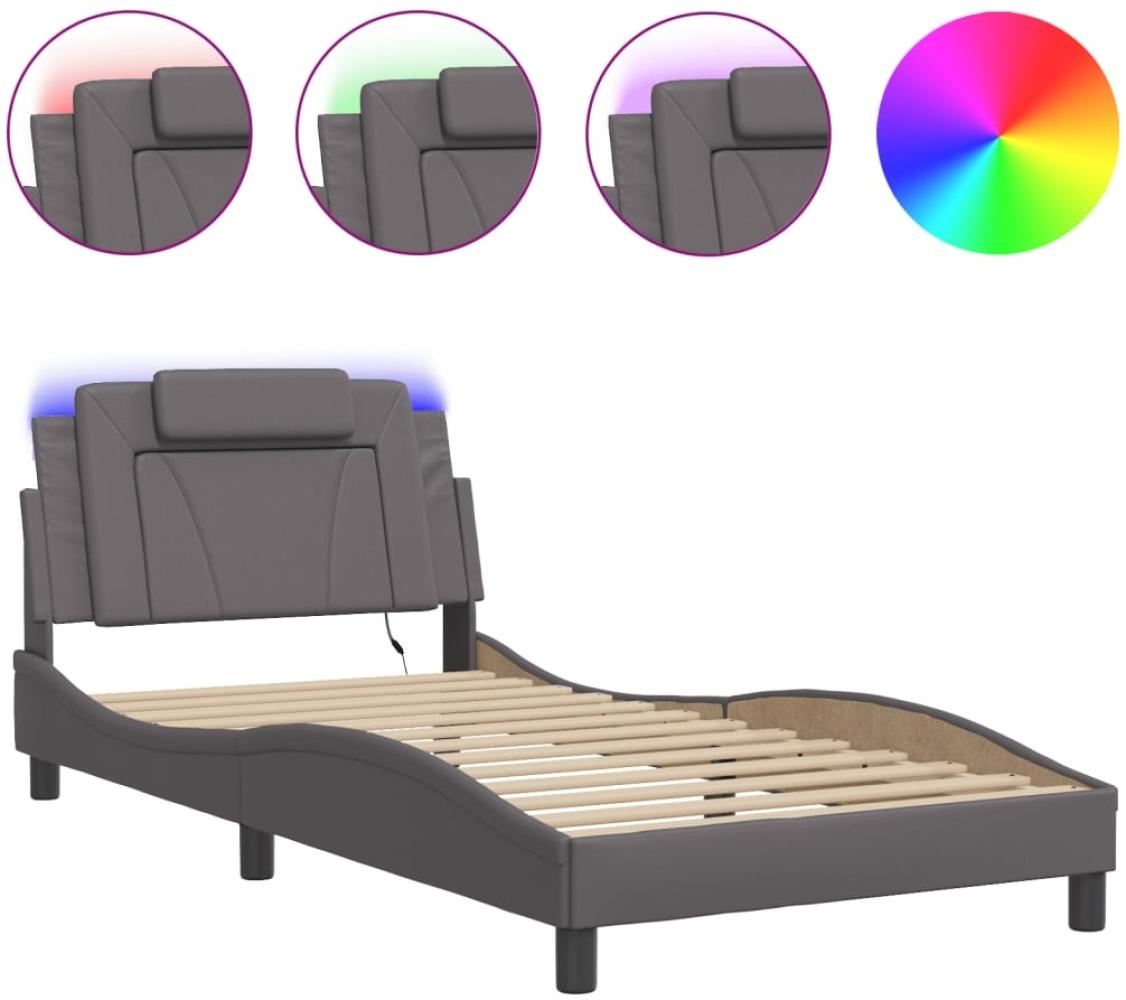 vidaXL Bettgestell "Viana" mit LED ohne Matratze Grau 100x200 cm Kunstleder 3214004 Bild 1
