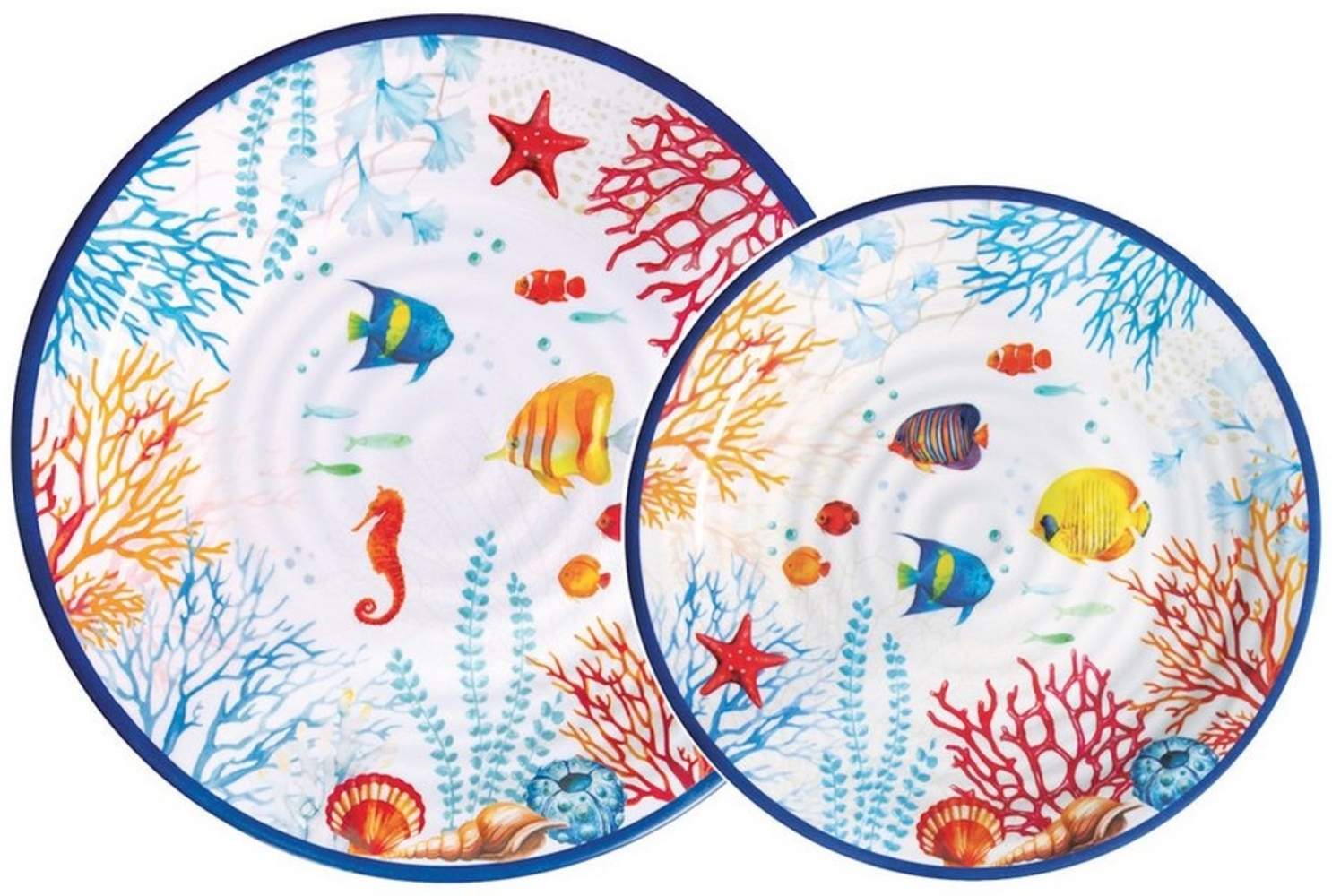 EasyLife Frühstücks-Geschirrset Bora Bora, Melamin, Spülmaschinengeeignet, Mehrfarbig, Motiv: Unterwasser Bild 1