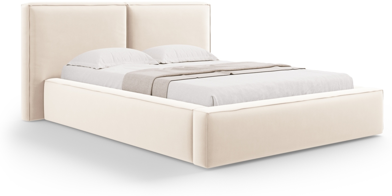 Micadoni Bett Jodie Samtstoff Bluvel Helles Beige 140x200 Bild 1