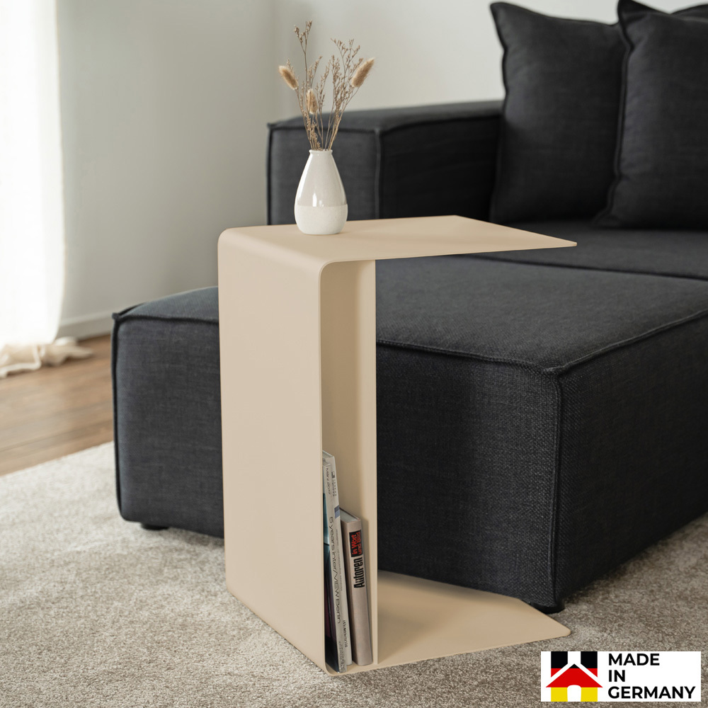 HOME DELUXE Beistelltisch aus Metall ZIMA - 58 x 38 cm Creme Made in Germany Bild 1