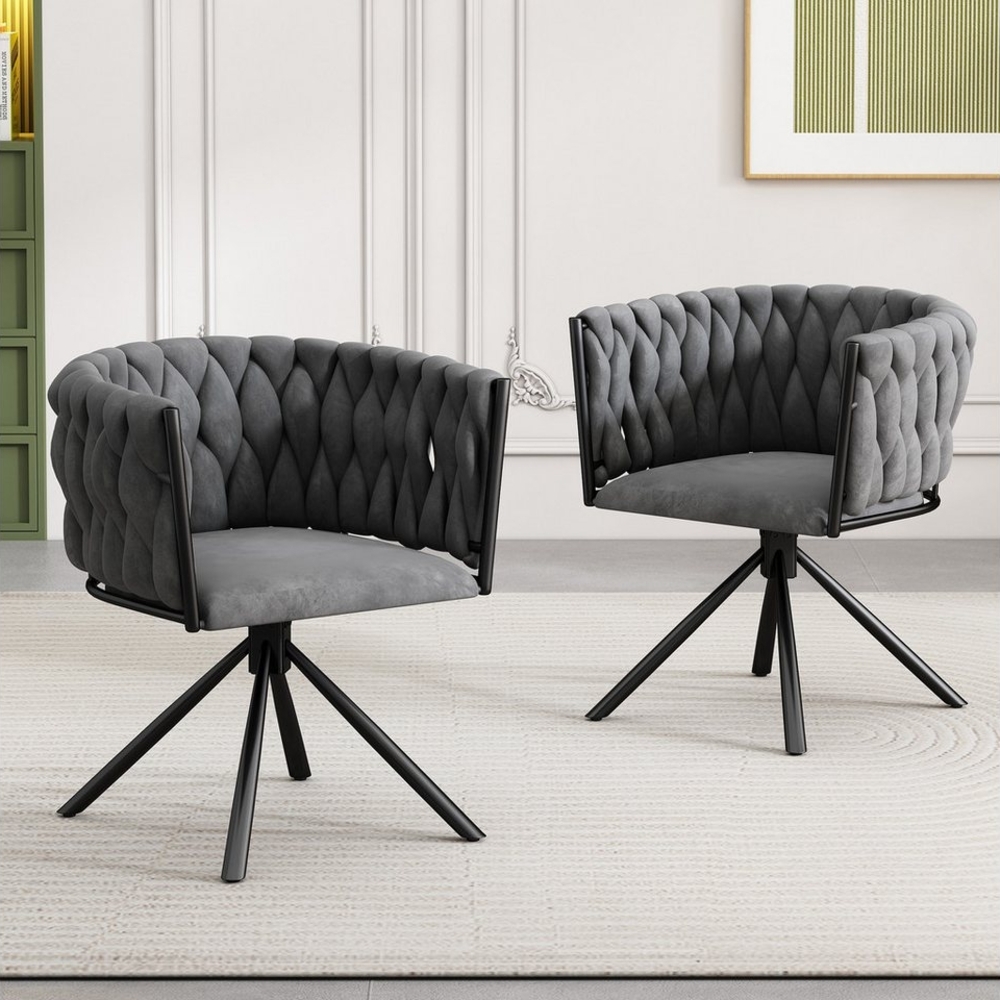 MODFU Esszimmerstuhl 360° drehbar Esszimmerstuhl (Freizeit-Drehstuhl mit vier Stützbeinen aus Metall, 2 St), Einzelner heller Luxus-Wohnzimmer-Schlafzimmer-Drehstuhl Bild 1
