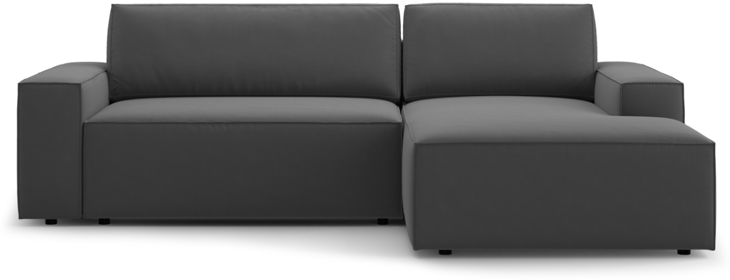 Micadoni Schlaf-Ecksofa Jodie 3-Sitzer Rechts Samtstoff Grau Bild 1